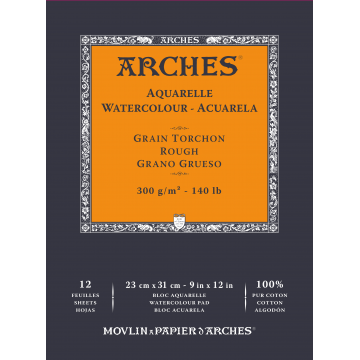 Akvarelpapir, Arches, Rough, 300g, 12 ark